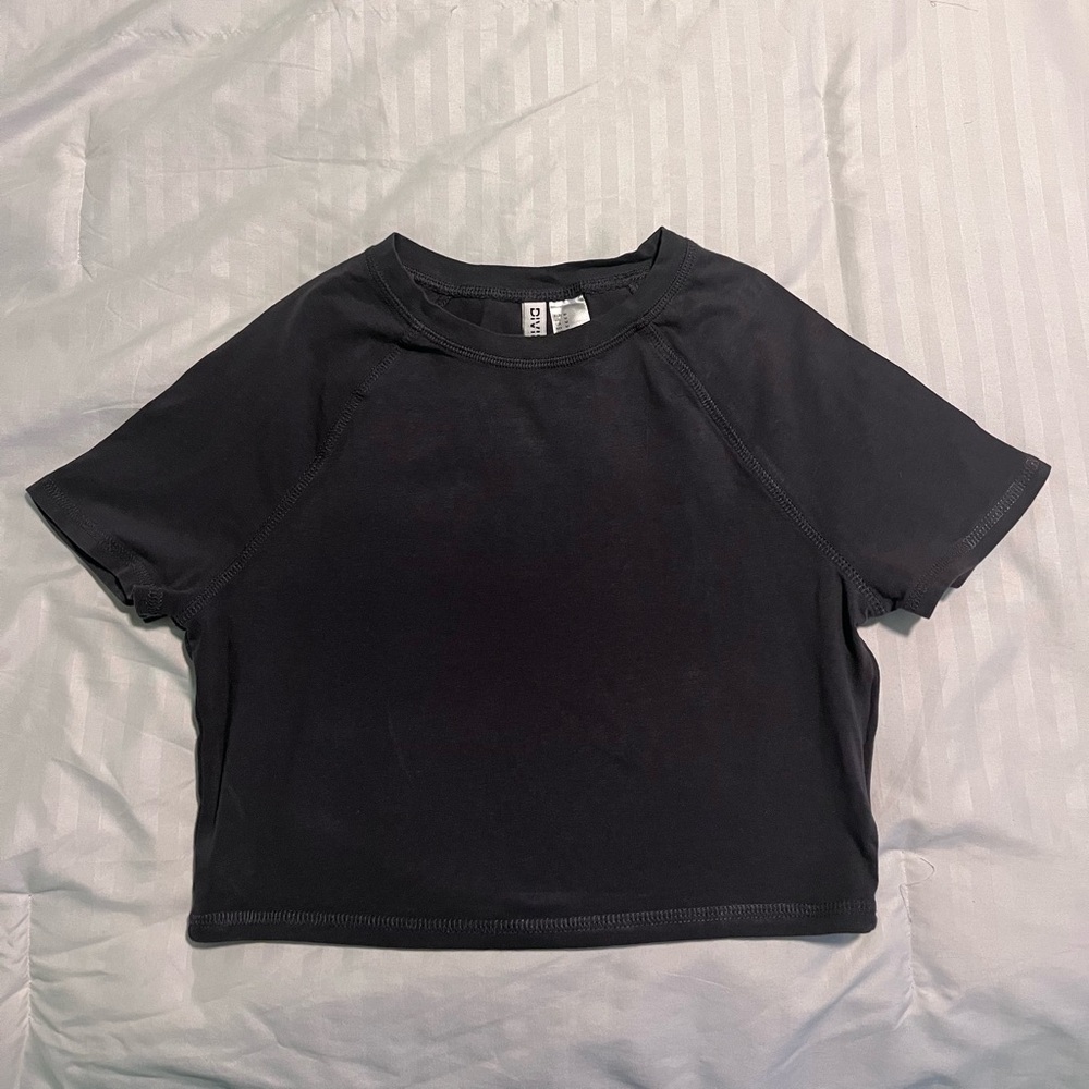 H&M Black Crop Top Short Sleeve T-Shirt